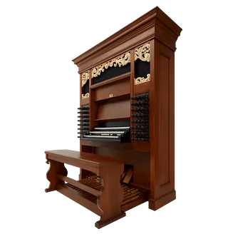 Stort orgel med dekorative elementer